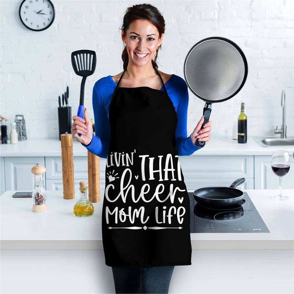 Livin That Cheer Mom Life Birthday Mom Mothers Day Family Apron, Aprons For Mother’s Day, Mother’s Day Gifts