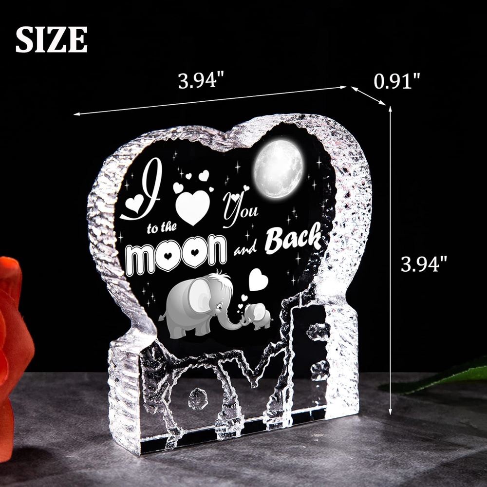 Love U To The Moon And Back Heart Crystal, Mother Day Heart, Mother’s Day Gifts