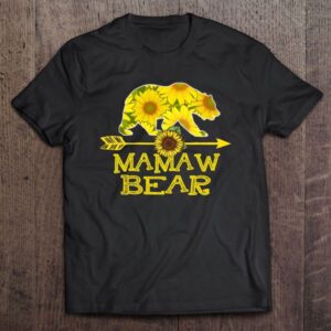 Mamaw Bear Funny Sunflower Mother Father T-Shirt,&hellip;