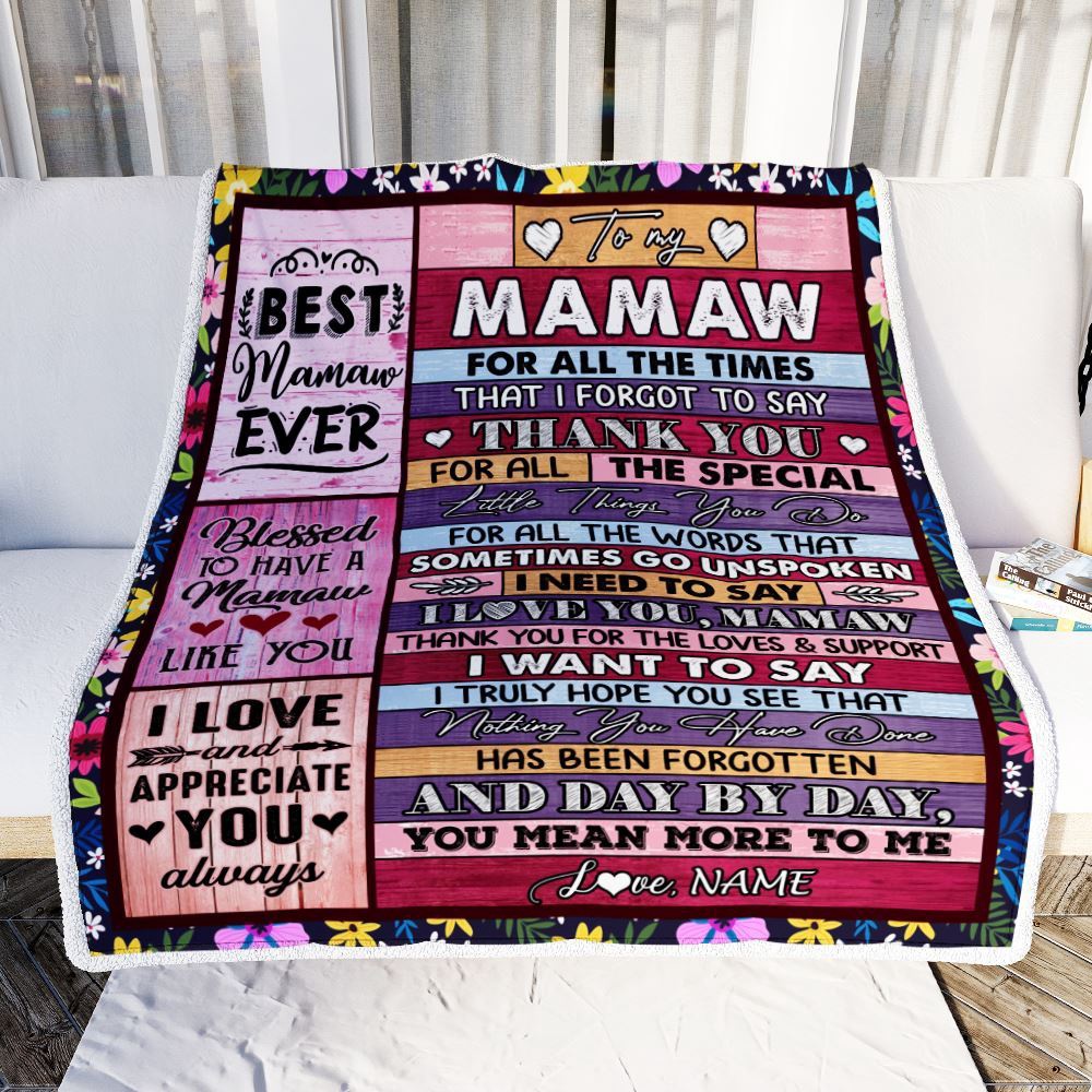 Mamaw Blanket From Granddaughter Grandson Thank You For The Love, Personalized Blanket For Mom, Mother’s Day Gifts Blanket
