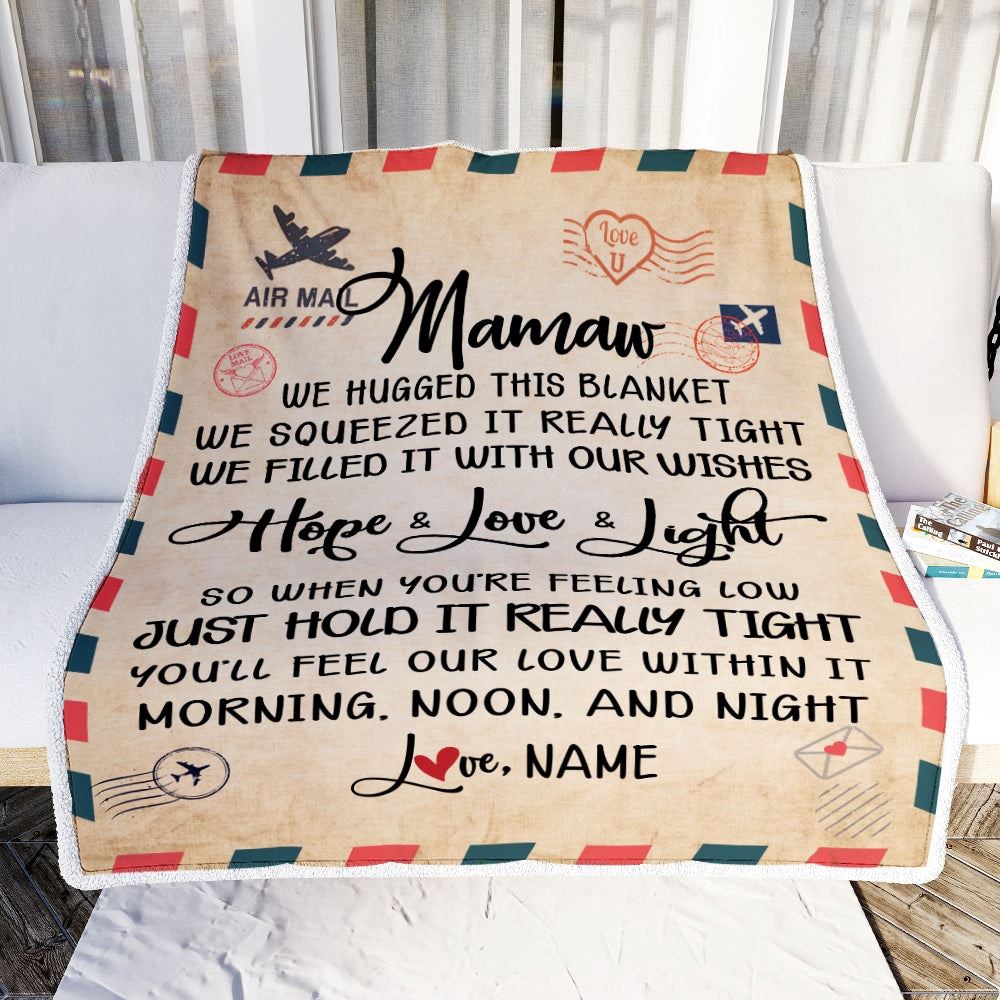 Mamaw Blanket From Grandkids We Hugged This Blanket Mail Letter, Personalized Blanket For Mom, Mother’s Day Gifts Blanket