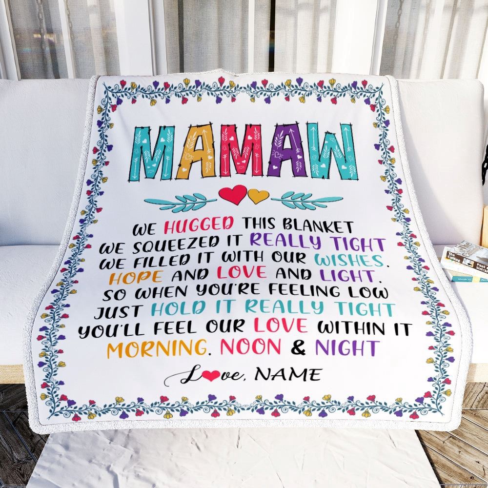 Mamaw Blanket From Grandkids We Hugged This Blanket, Personalized Blanket For Mom, Mother’s Day Gifts Blanket