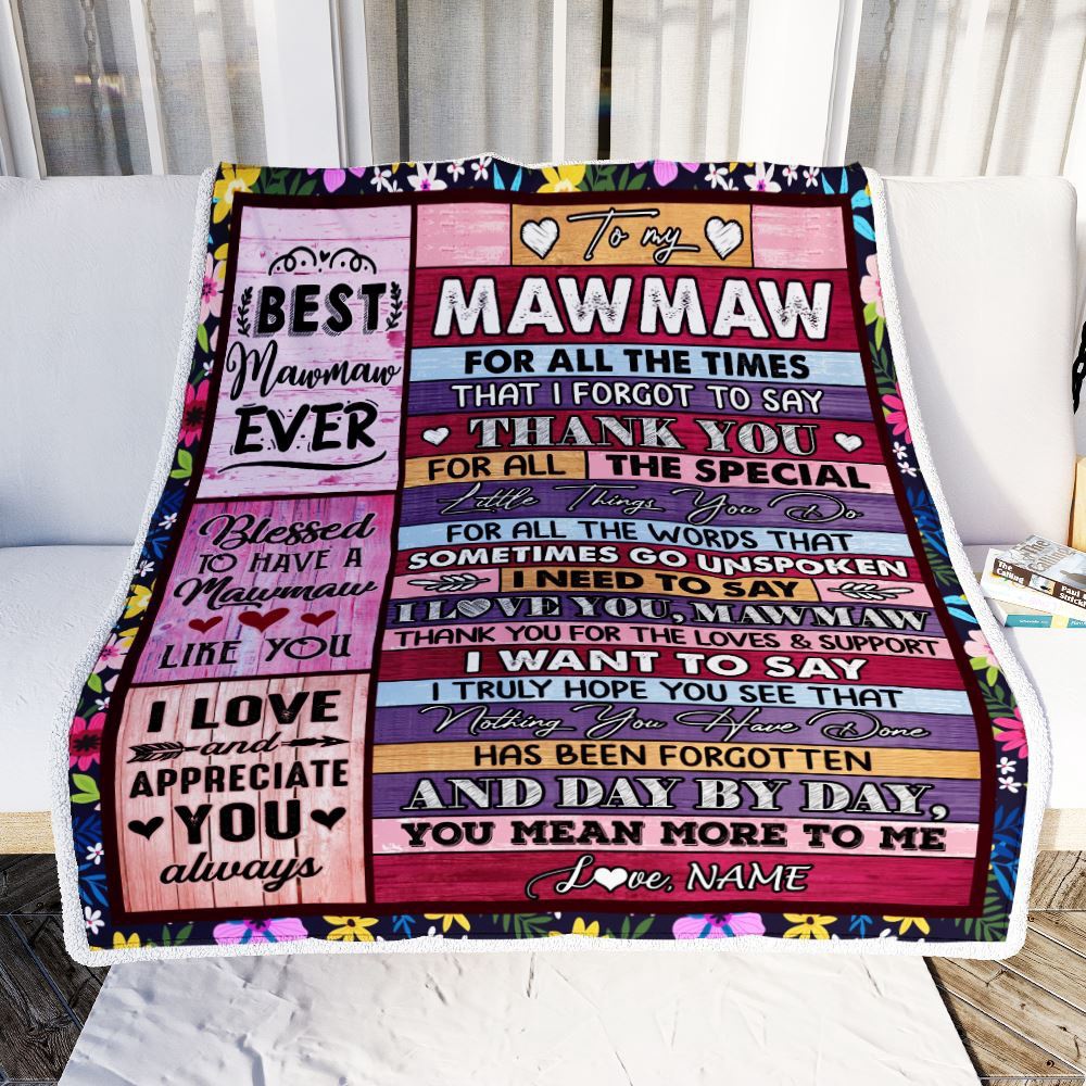 Mawmaw Blanket From Granddaughter Grandson Thank You For The Love, Personalized Blanket For Mom, Mother’s Day Gifts Blanket