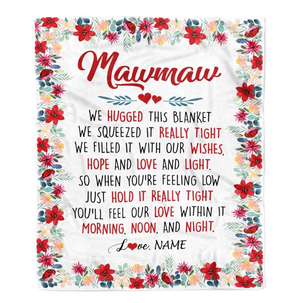 Mawmaw Blanket From Grandkids Grandson Granddaughter We Hugged This Blanket, Personalized Blanket For Mom, Mother’s Day Gifts Blanket