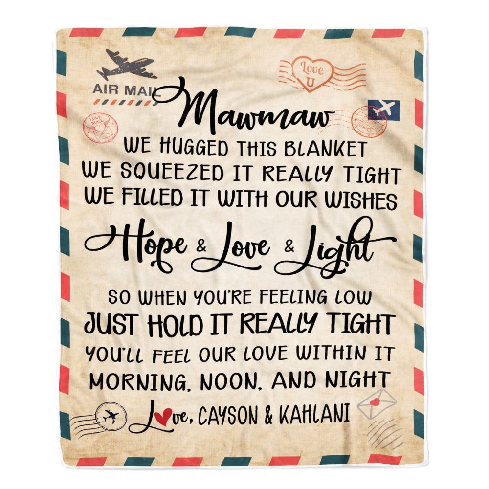 Mawmaw Blanket From Grandkids We Hugged This Blanket Mail Letter, Personalized Blanket For Mom, Mother’s Day Gifts Blanket