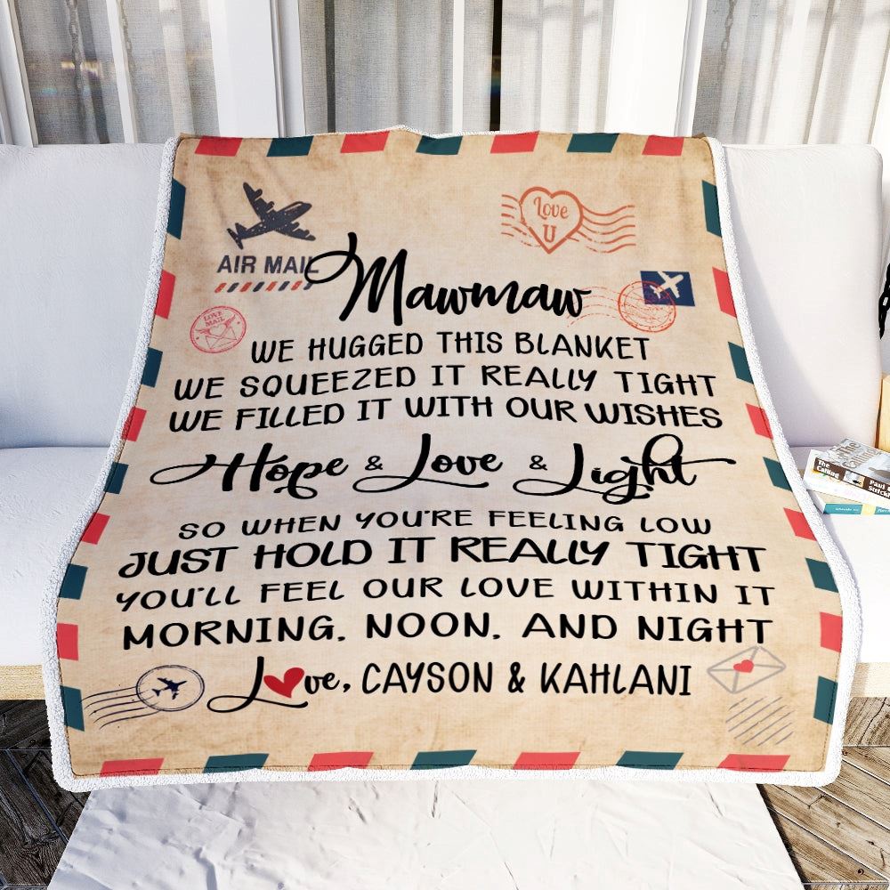 Mawmaw Blanket From Grandkids We Hugged This Blanket Mail Letter, Personalized Blanket For Mom, Mother’s Day Gifts Blanket