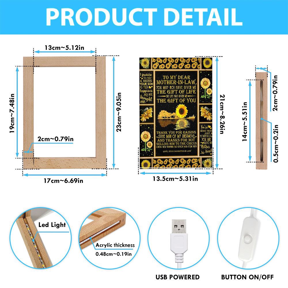 Meaningful Quote Daughter To Mother In Law Mom Gifts From Baby Frame Lamps, Picture Frame Light, Frame Lamp, Mother’s Day Gifts