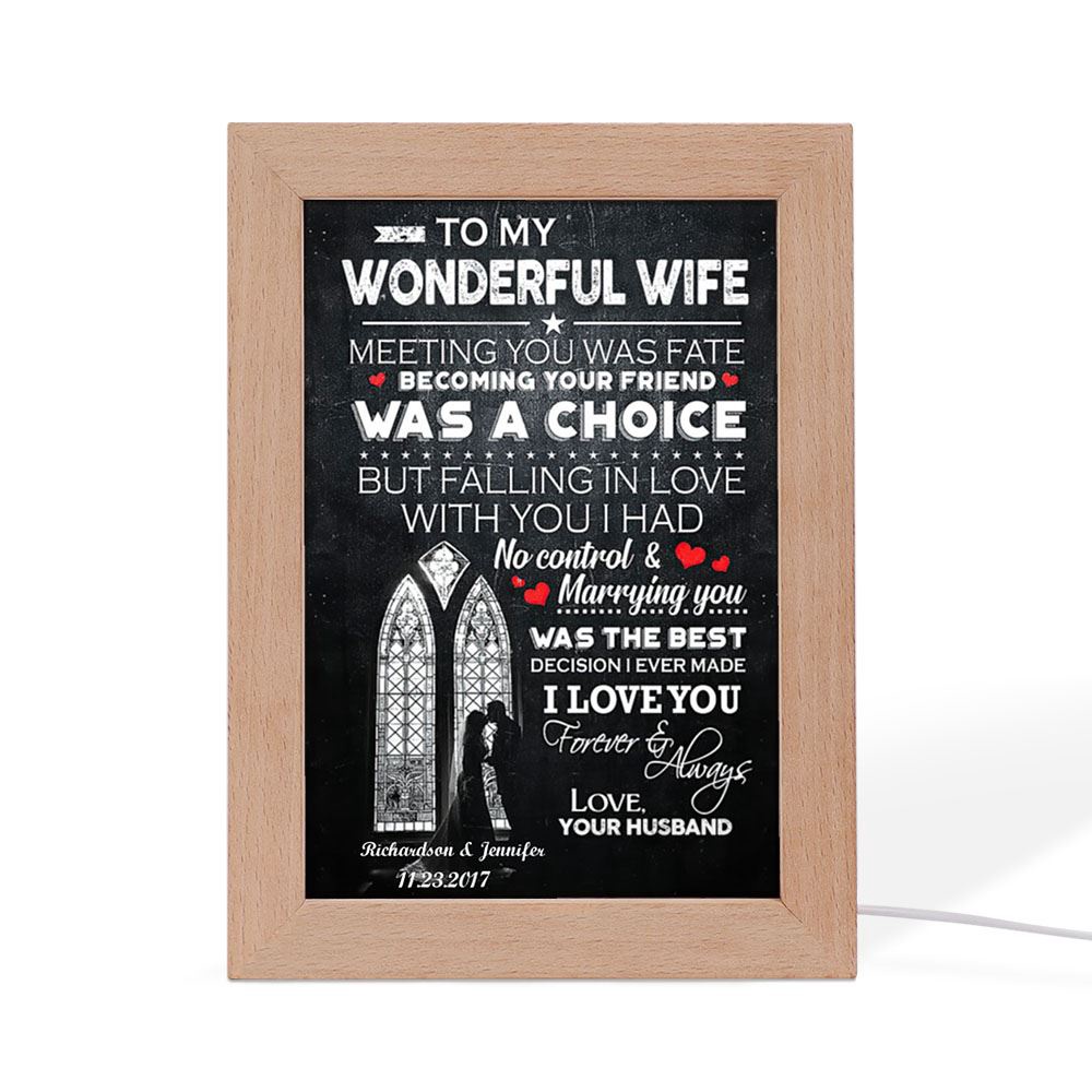 Meeting You Was Fate My Wonderful Wife Frame Lamp, Picture Frame Light, Frame Lamp, Mother’s Day Gifts