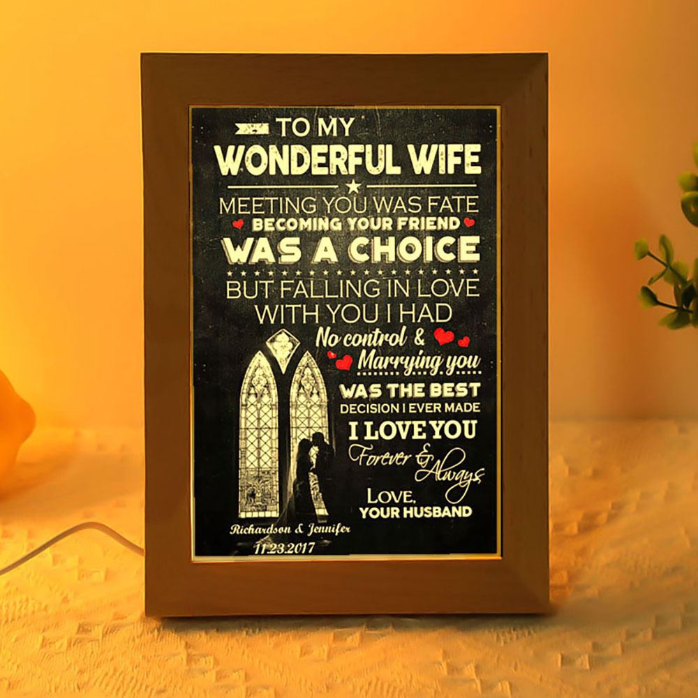 Meeting You Was Fate My Wonderful Wife Frame Lamp, Picture Frame Light, Frame Lamp, Mother’s Day Gifts