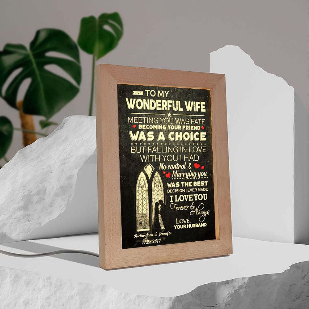 Meeting You Was Fate My Wonderful Wife Frame Lamp, Picture Frame Light, Frame Lamp, Mother’s Day Gifts