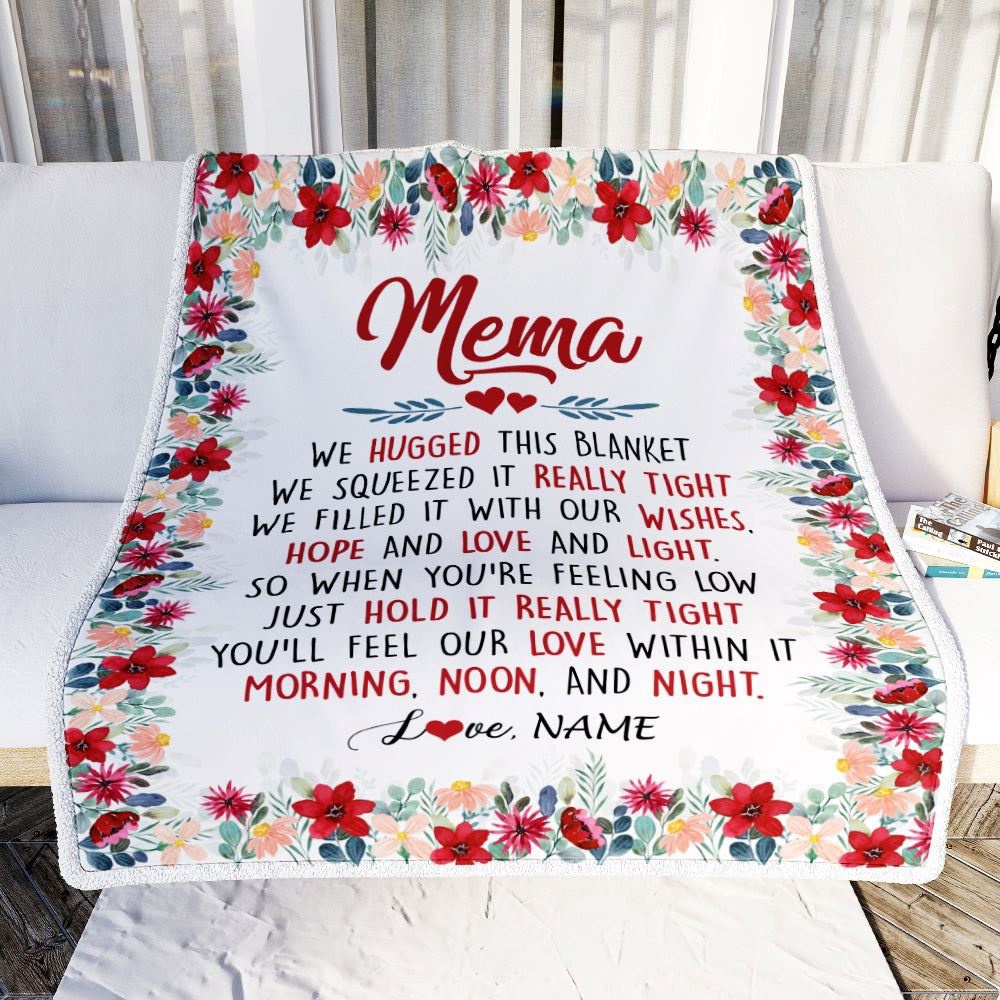Mema Blanket From Grandkids Grandson Granddaughter We Hugged This Blanket Mema Birthday, Personalized Blanket For Mom, Mother’s Day Gifts Blanket