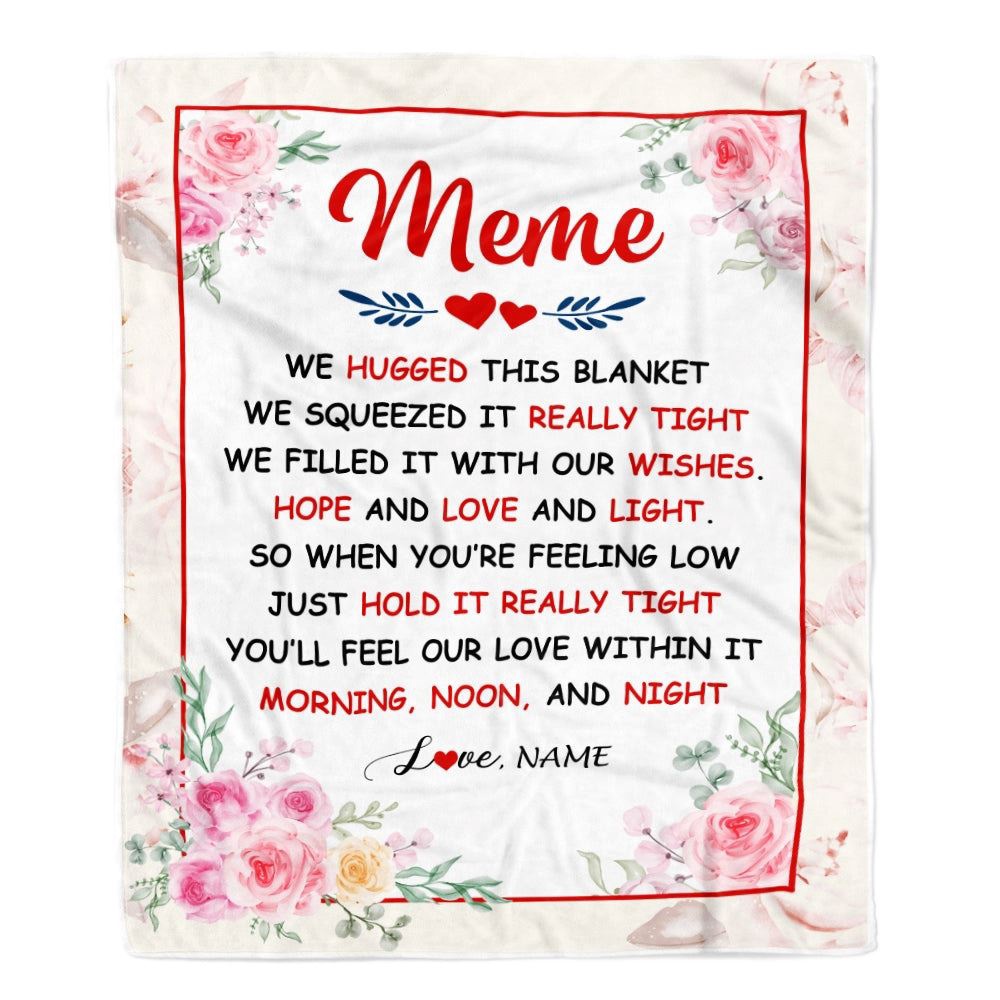 Meme Blanket From Grandkids Granddaughter Grandson We Hugged This Blanket Floral, Personalized Blanket For Mom, Mother’s Day Gifts Blanket