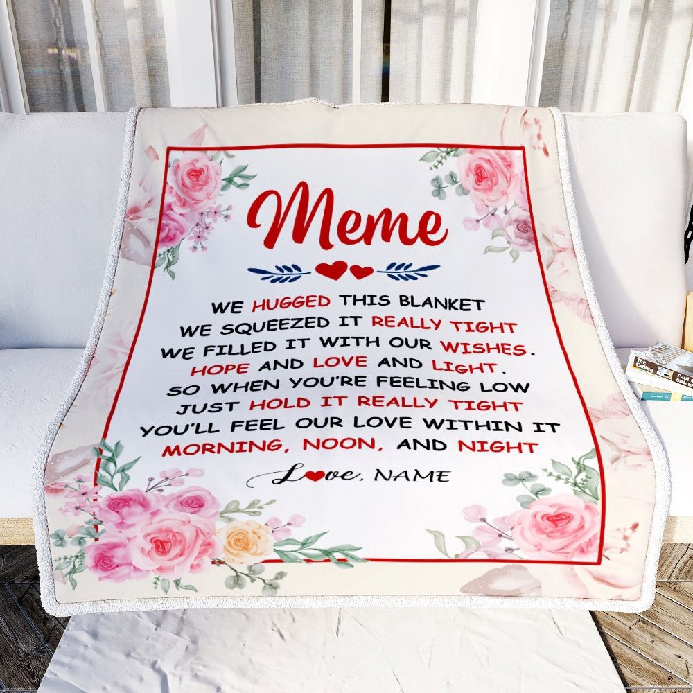 Meme Blanket From Grandkids Granddaughter Grandson We Hugged This Blanket Floral, Personalized Blanket For Mom, Mother’s Day Gifts Blanket