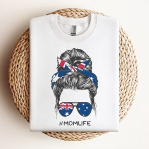 Messy Bun Hairstyle With Australian Flag Sweatshirt,&hellip;