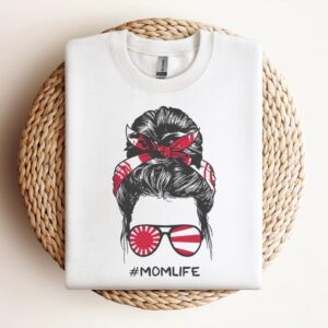 Messy Bun Hairstyle With Japanese Flag Sweatshirt,&hellip;