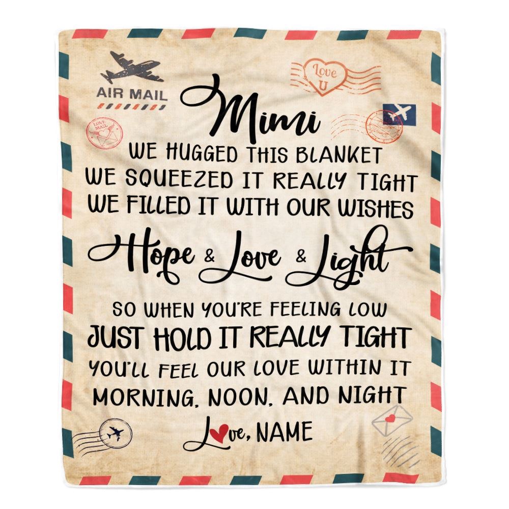 Mimi Blanket From Grandkids We Hugged This Blanket Mail Letter, Personalized Blanket For Mom, Mother’s Day Gifts Blanket