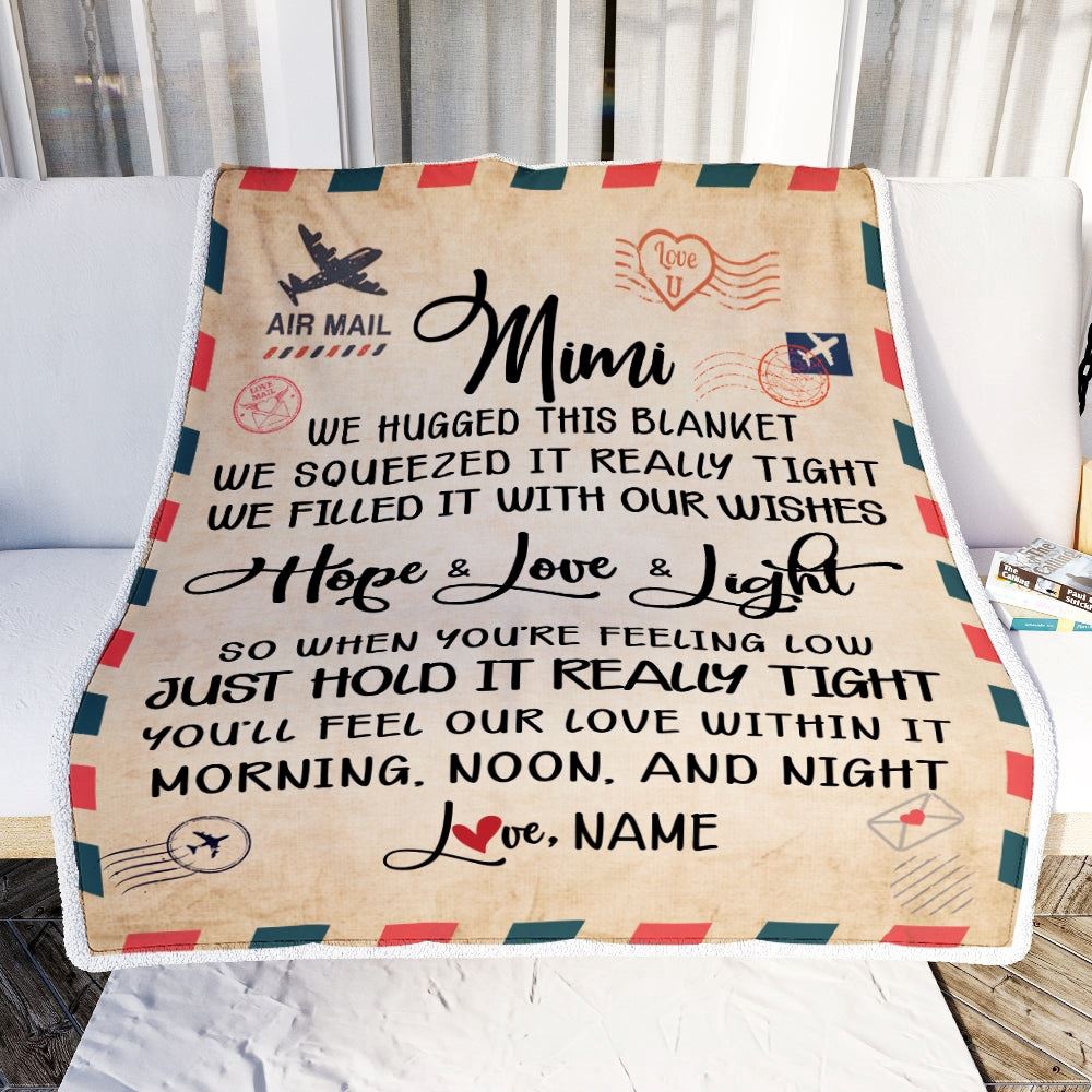 Mimi Blanket From Grandkids We Hugged This Blanket Mail Letter, Personalized Blanket For Mom, Mother’s Day Gifts Blanket