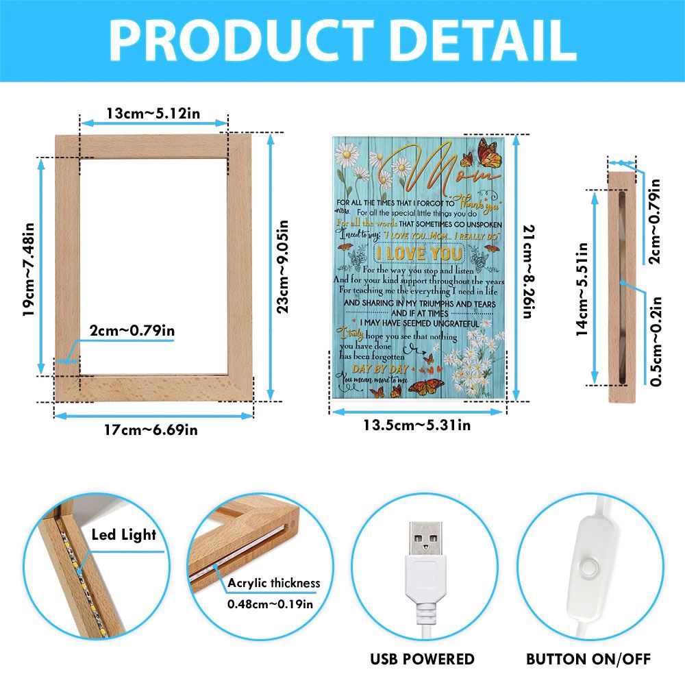 Mom, Thank You For Everything Frame Lamp, Picture Frame Light, Frame Lamp, Mother’s Day Gifts