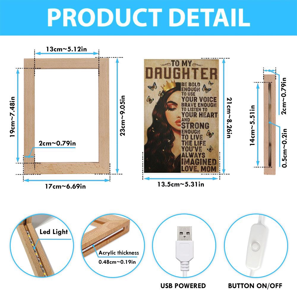 Mom To Daughter Frame Lamp, Picture Frame Light, Frame Lamp, Mother’s Day Gifts