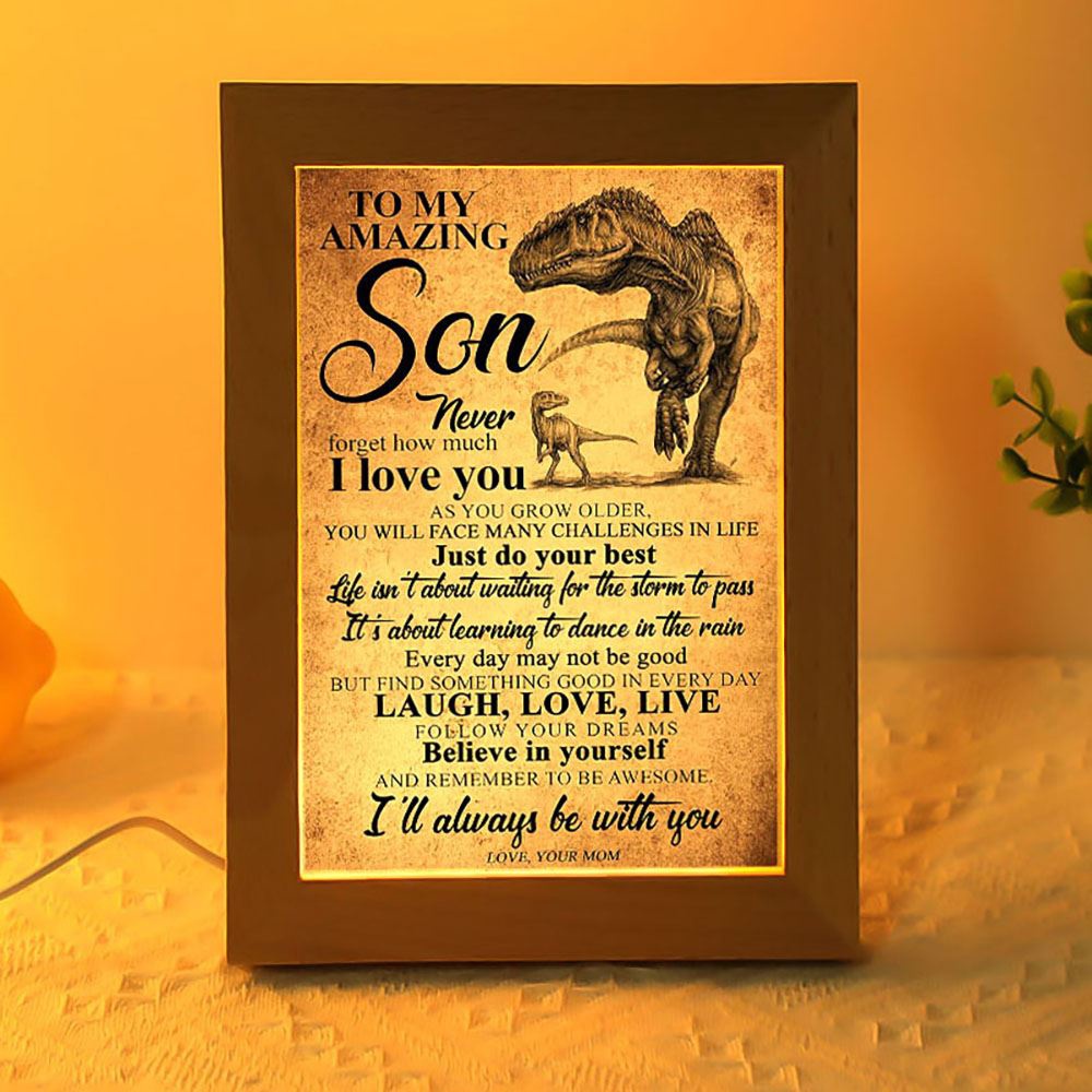 Mom To Son Never Forgot How Much I Love You Frame Lamp, Picture Frame Light, Frame Lamp, Mother’s Day Gifts