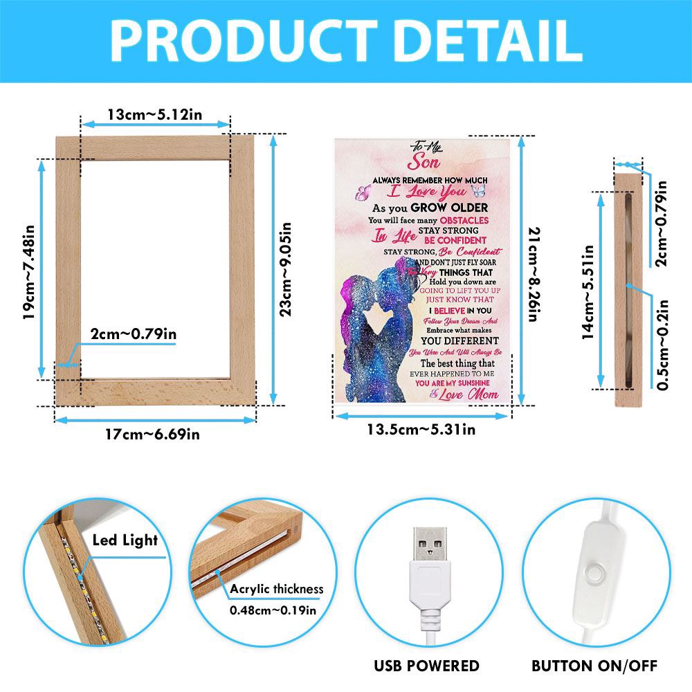 Mom To Son You Are My Sunshine Vertical Frame Lamp, Picture Frame Light, Frame Lamp, Mother’s Day Gifts