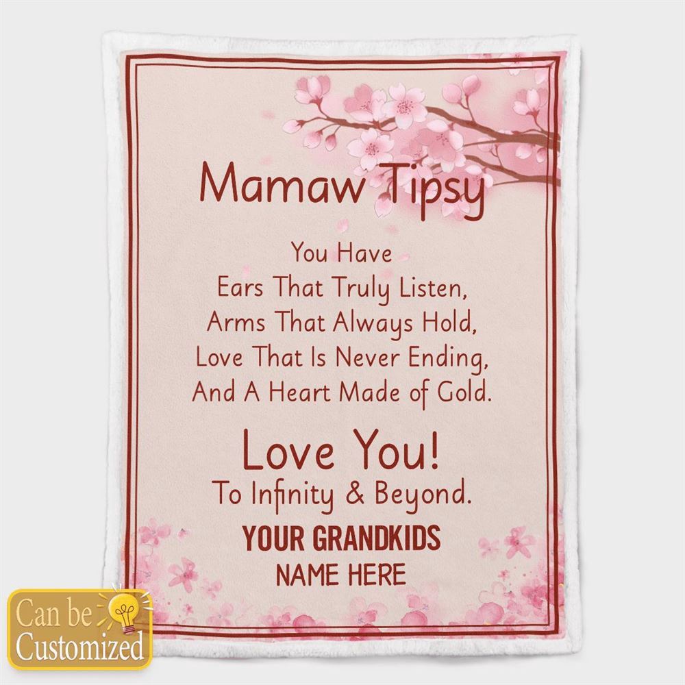 Mother’s Day Blanket For Grandma Mawma Tipsy Love You To Infinity & Beyond Blanket Gift For Grandma, Blankets For Mothers Day