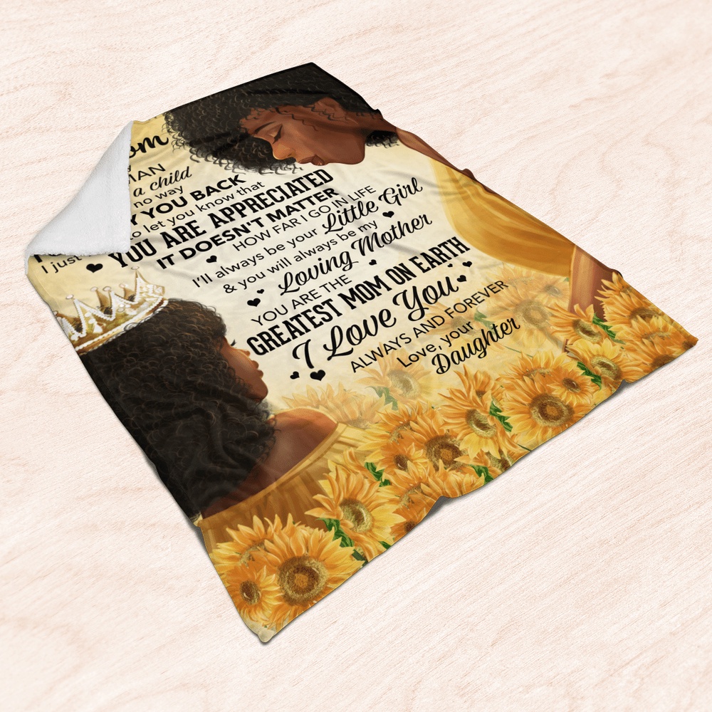 Mother’s Day Blanket For Mom Black Mom Blanket Daughter To My Mom Blanket, Blankets For Mothers Day