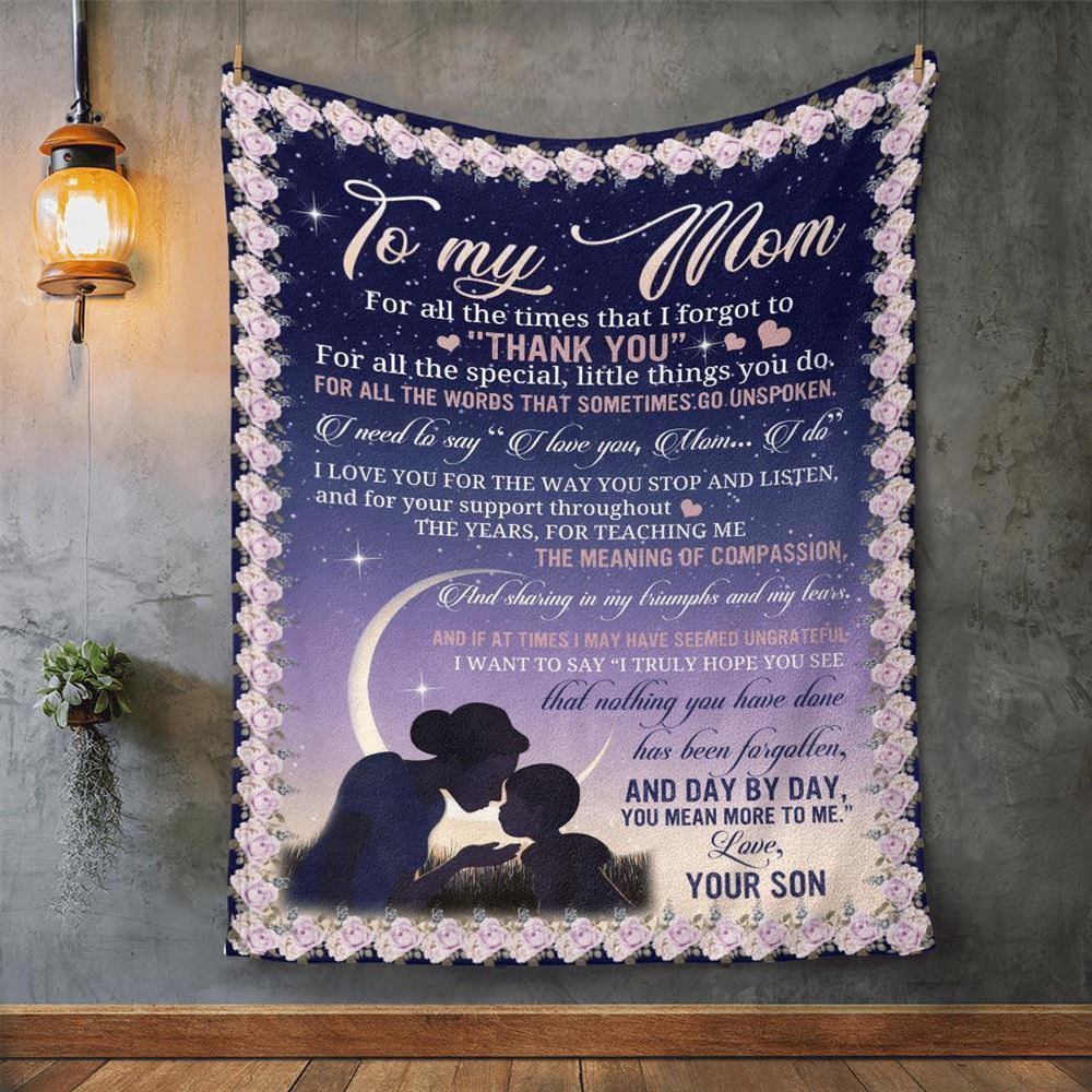 Mother’s Day Blanket For Mom Day By Day You Mean More To Me Blanket From Son, Blankets For Mothers Day