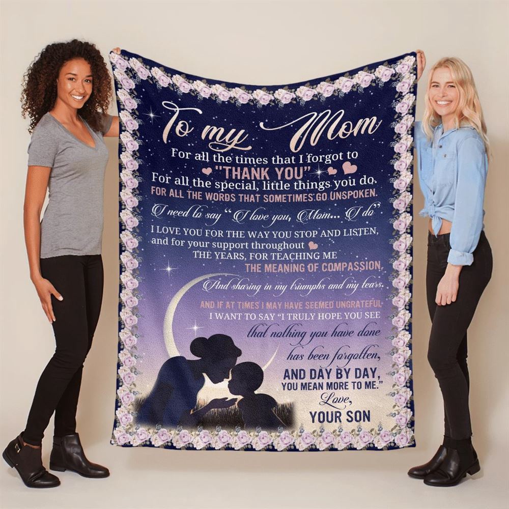 Mother’s Day Blanket For Mom Day By Day You Mean More To Me Blanket From Son, Blankets For Mothers Day