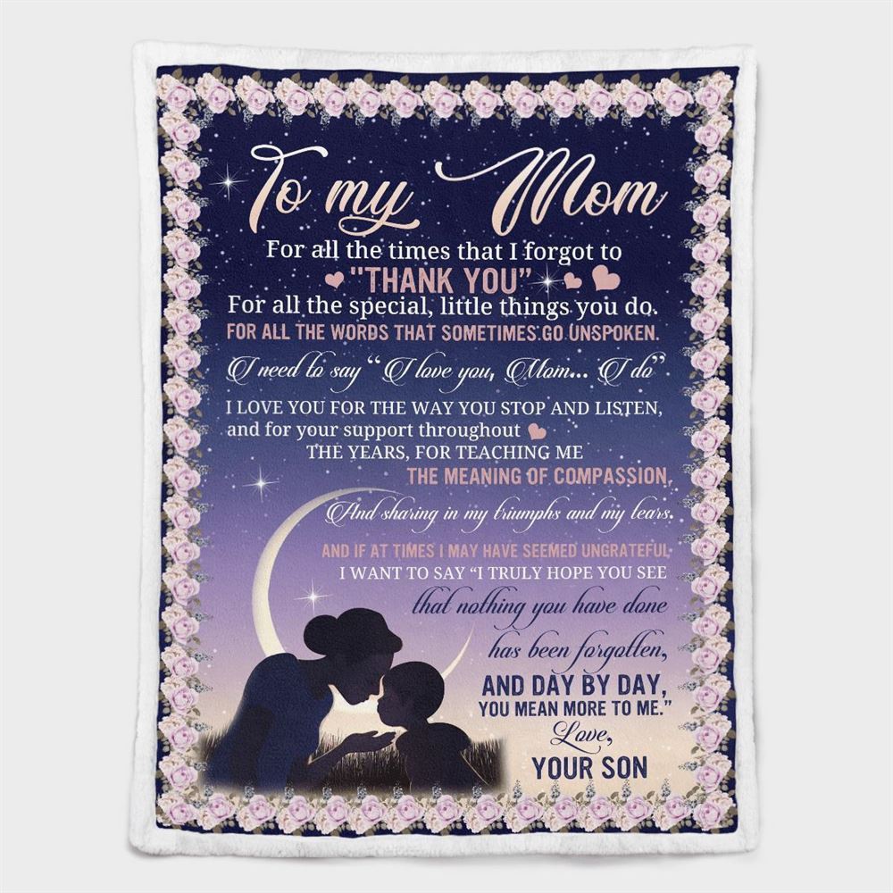 Mother’s Day Blanket For Mom Day By Day You Mean More To Me Blanket From Son, Blankets For Mothers Day