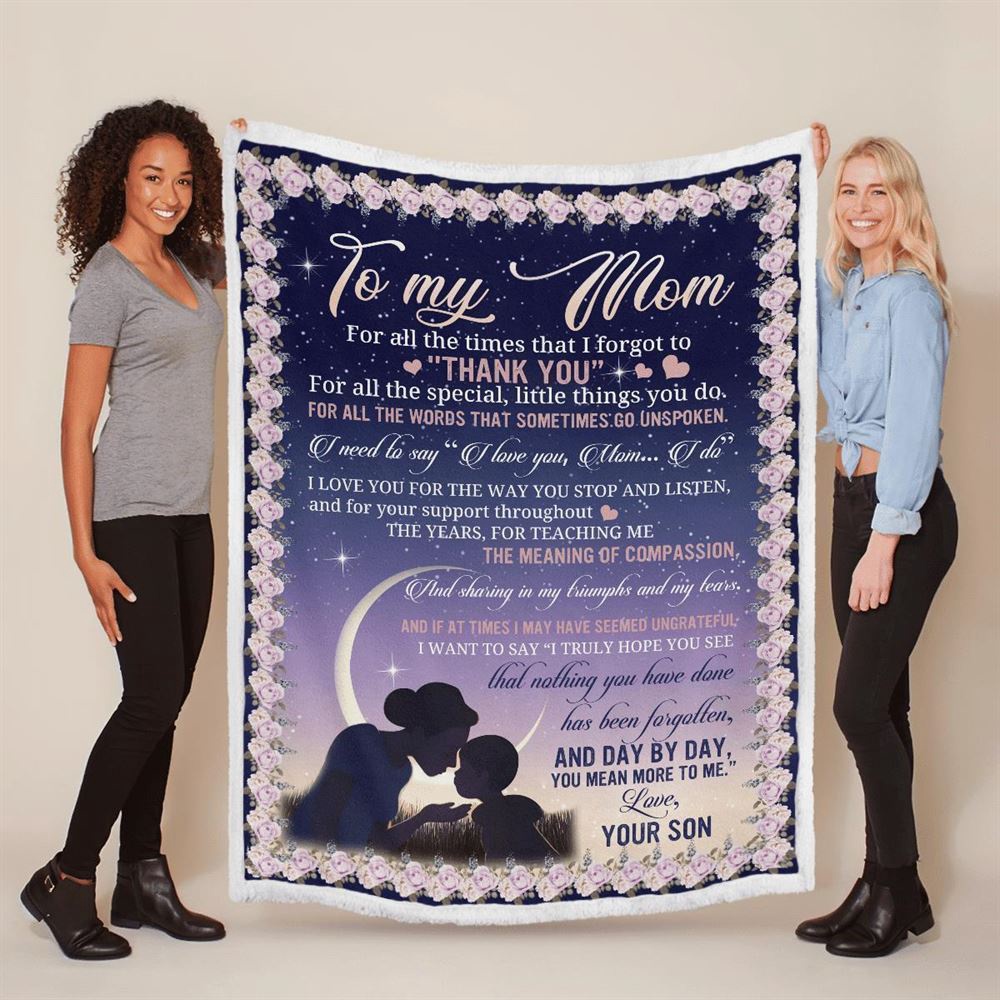 Mother’s Day Blanket For Mom Day By Day You Mean More To Me Blanket From Son, Blankets For Mothers Day