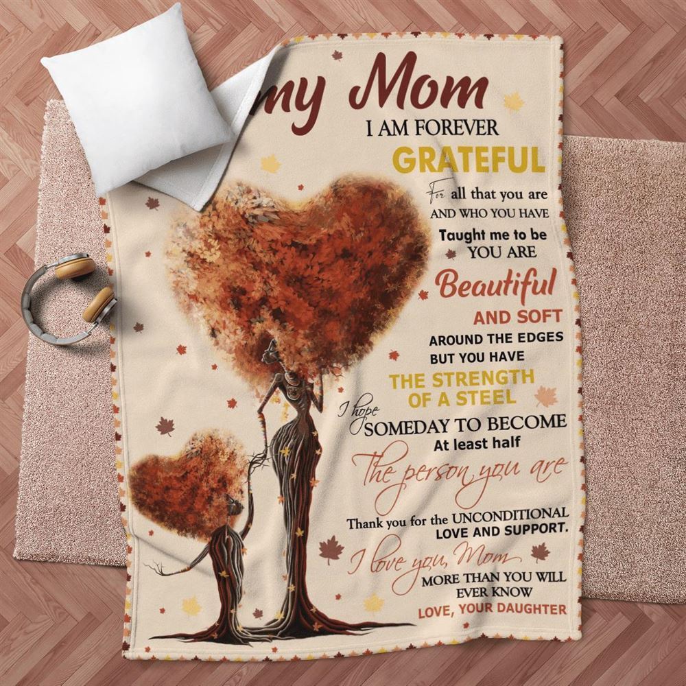 Mother’s Day Blanket For Mom I Am Forever Grateful Blanket Heart Tree, Blankets For Mothers Day