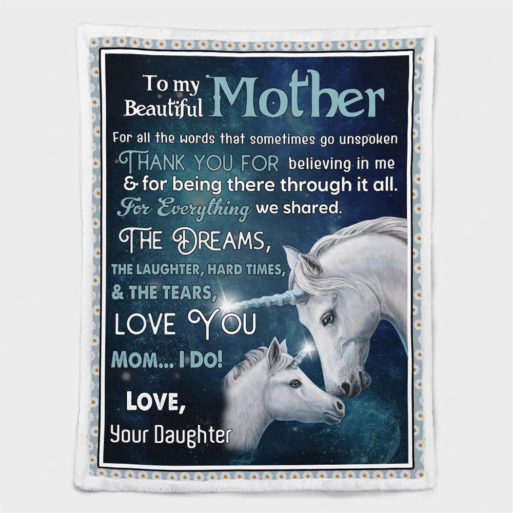 Mother’s Day Blanket For Mom Mother Thanks For Believing In Me Horse Blanket From Daughter, Blankets For Mothers Day