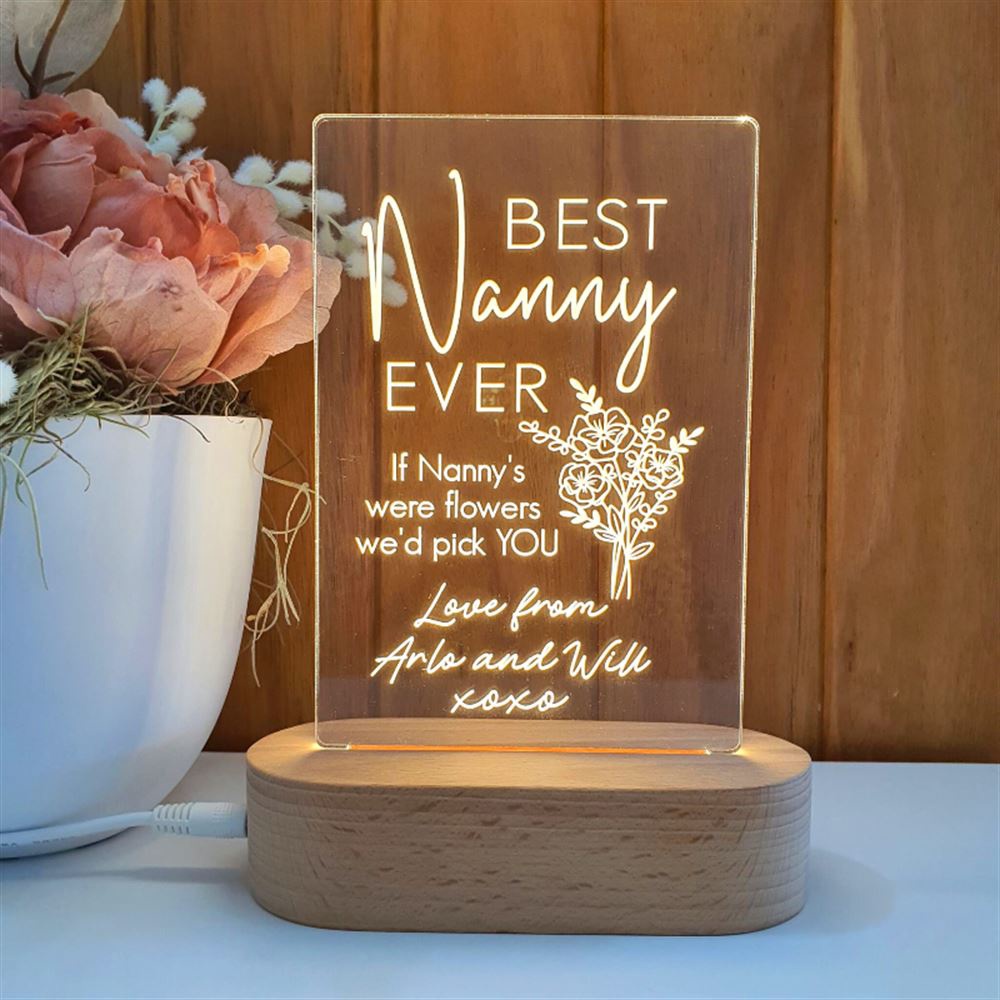 Mother’s Day Led Lights, Best Nanny Ever Bouquet 3D Led Light Wooden Base, Custom Mothers Day Gifts Mother’s Day Led Lights, Best Nanny Ever Bouquet 3D Led Light Wooden Base, Custom Mothers Day Gifts