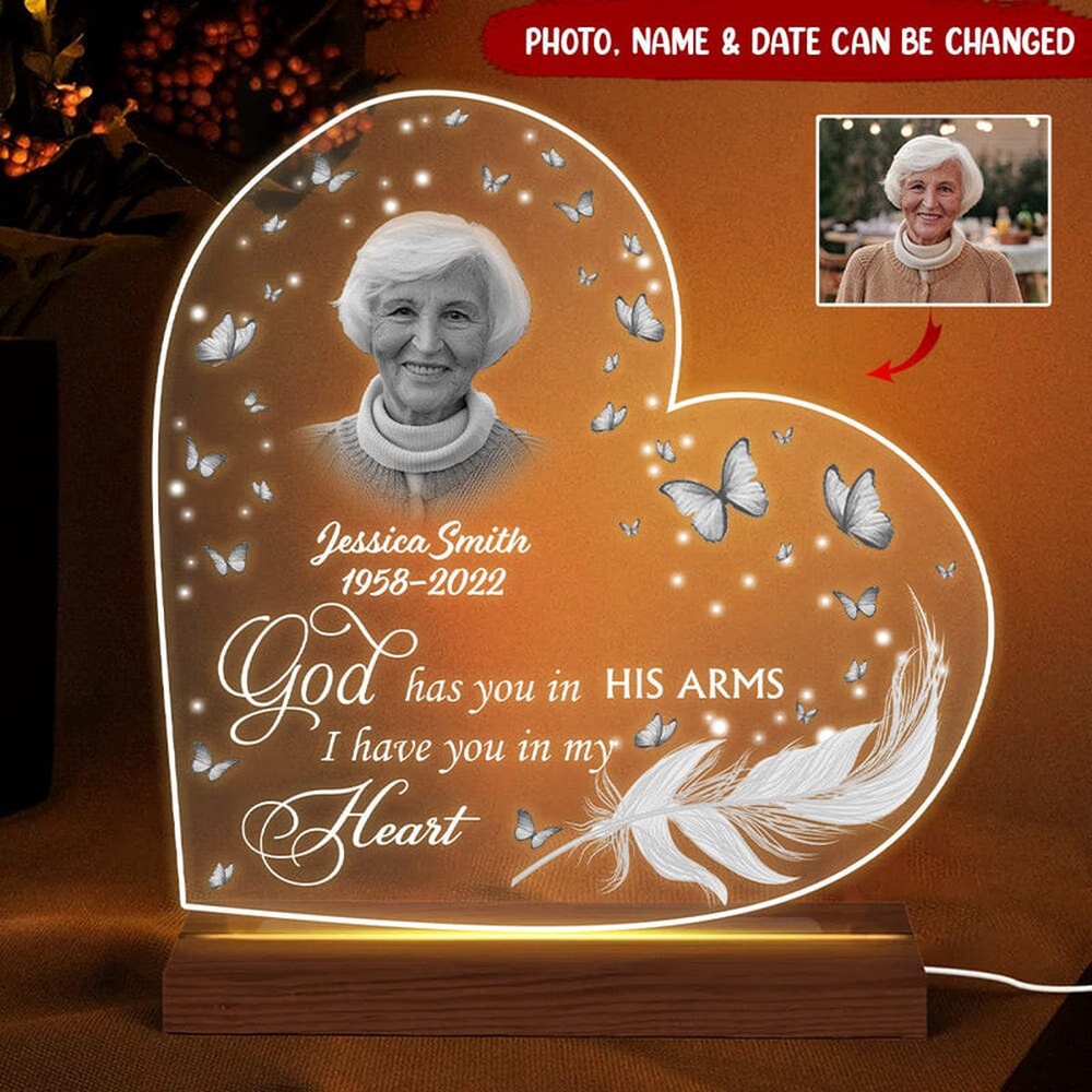 Mother’s Day Led Lights, God has you in his arms I have you in my heart, Personalized Memorial Photo LED Lamp Night Light Mother’s Day Led Lights, God has you in his arms I have you in my heart, Personalized Memorial Photo LED Lamp Night Light