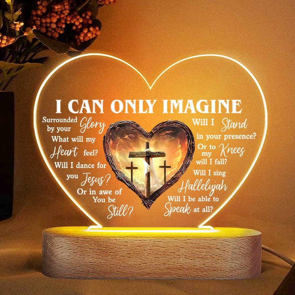 Mother’s Day Led Lights, Heart Of Thorns, I Still Believe In Amazing Grace, Christian Night Light For Bedroom Wooden Cross