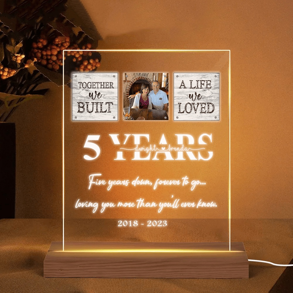 Mother’s Day Led Lights, Personalized Wedding Anniversary Night Light 5th For Husband and Wife Night Light