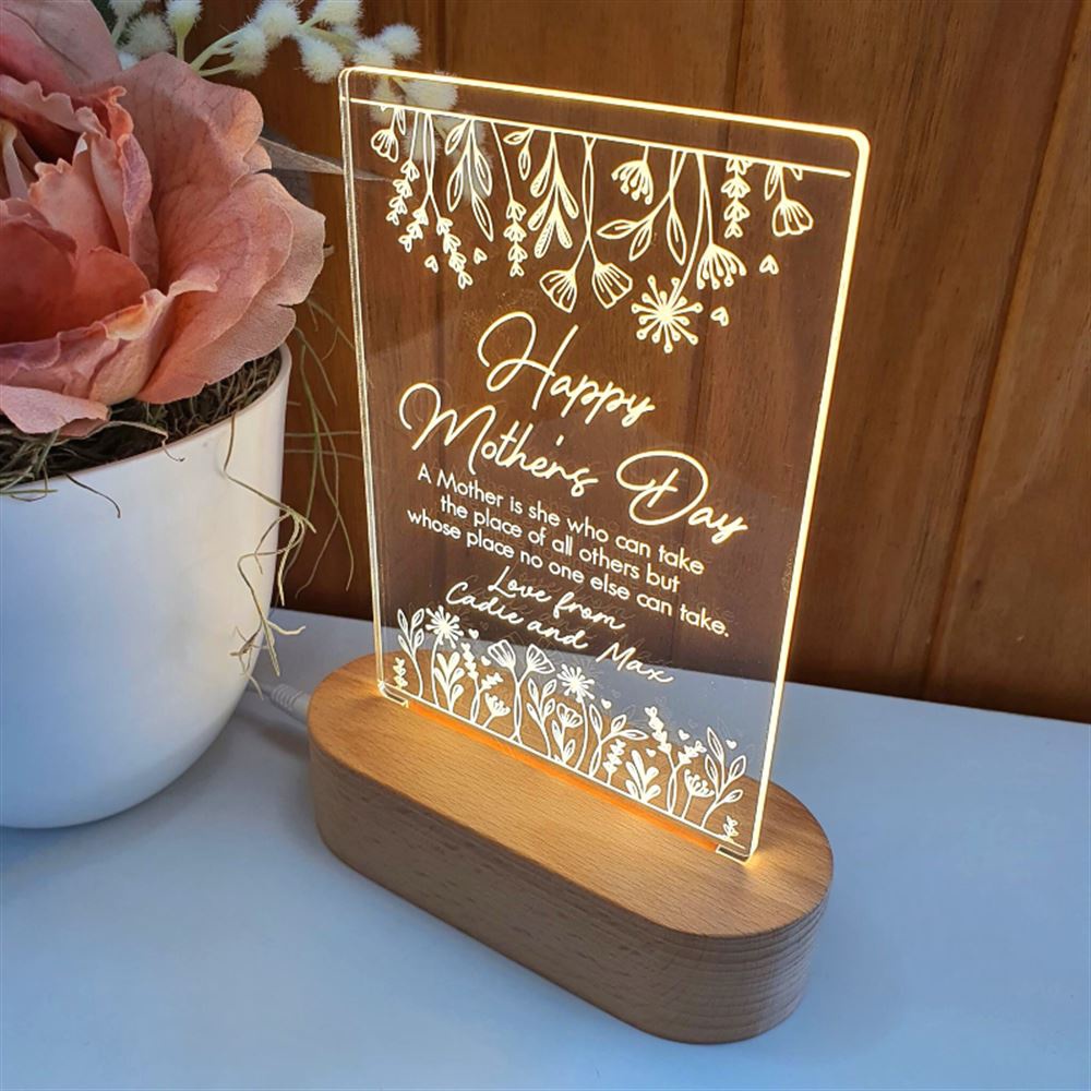 Mother’s Day Led Lights, Place Of All Others 3D Led Light Wooden Base, Custom Mothers Day Gifts