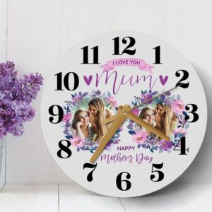 Mum Mother s Day Gift Grey Flower Photos Personalised Wooden Clock Mother s Day Clock Custom Mothers Day Gifts 3 pmqe36.jpg
