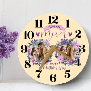 Mum Mother s Day Gift Yellow Flower Photos Personalised Wooden Clock Mother s Day Clock Custom Mothers Day Gifts 3 tiuuzm.jpg