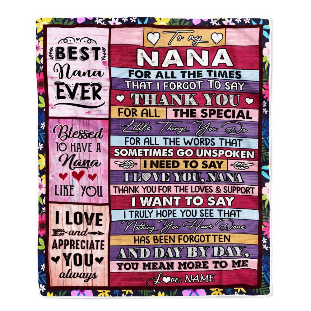 Nana Blanket From Granddaughter Grandson Thank You For The Love, Personalized Blanket For Mom, Mother’s Day Gifts Blanket