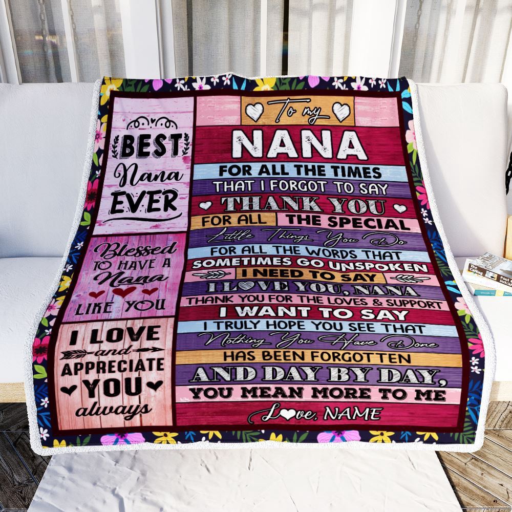 Nana Blanket From Granddaughter Grandson Thank You For The Love, Personalized Blanket For Mom, Mother’s Day Gifts Blanket