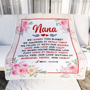 Nana Blanket From Grandkids Granddaughter Grandson We Hugged This Blanket Floral Personalized Blanket For Mom Mother s Day Gifts Blanket 2 jyv4se.jpg