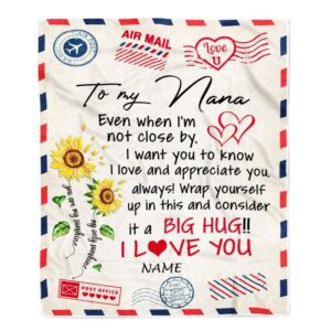 Nana Blanket From Grandkids Love Big Hug Air Mail Letter Sunflower Personalized Blanket For Mom Mother s Day Gifts Blanket 1 zeiuac.jpg