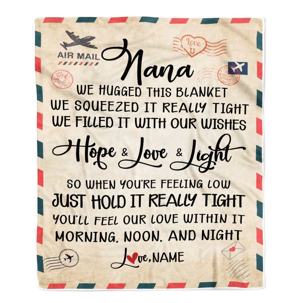 Nana Blanket From Grandkids We Hugged This Blanket Mail Letter, Personalized Blanket For Mom, Mother’s Day Gifts Blanket