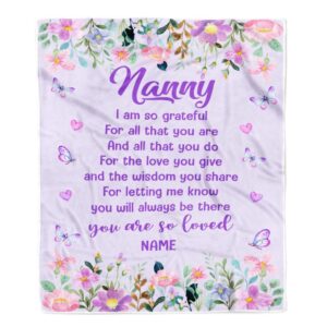 Nanny Blanket From Kids Floral Butterfly Love You Give Personalized Blanket For Mom Mother s Day Gifts Blanket 1 man8br.jpg
