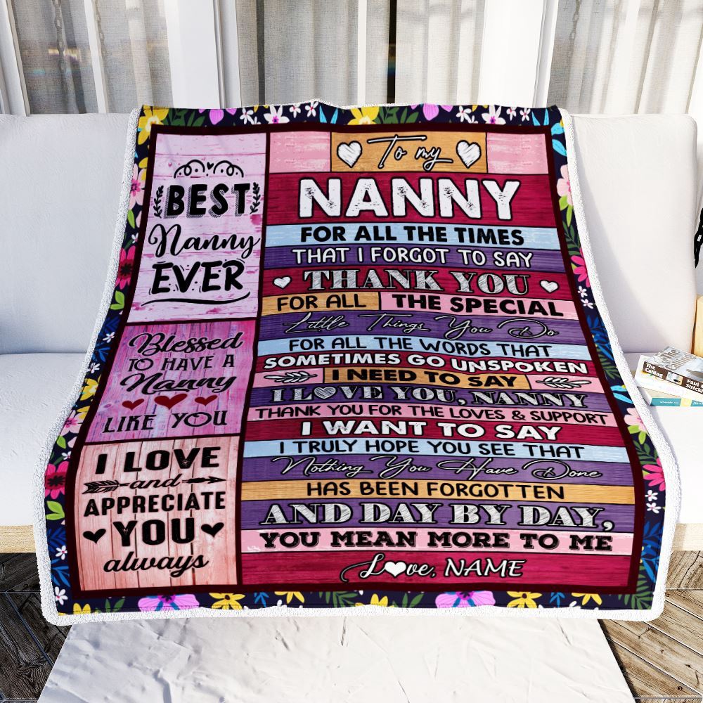 Nanny Blanket From Kids Thank You For The Love, Personalized Blanket For Mom, Mother’s Day Gifts Blanket