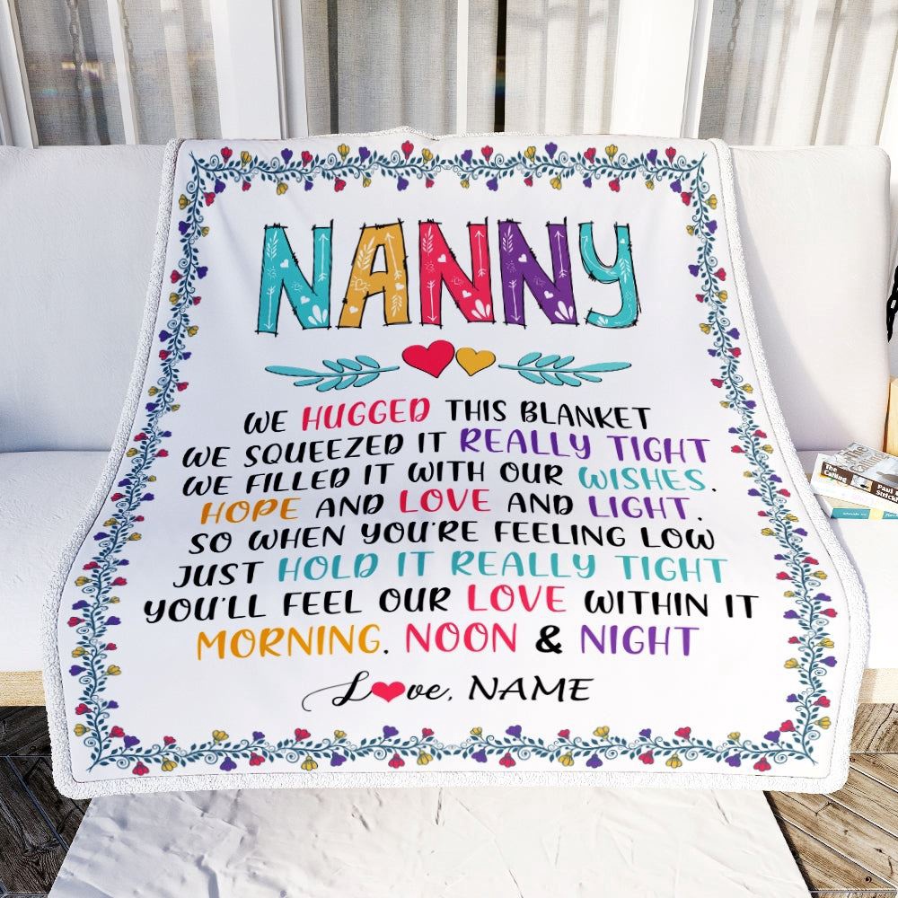 Nanny Blanket From Kids We Hugged This Blanket 1, Personalized Blanket For Mom, Mother’s Day Gifts Blanket