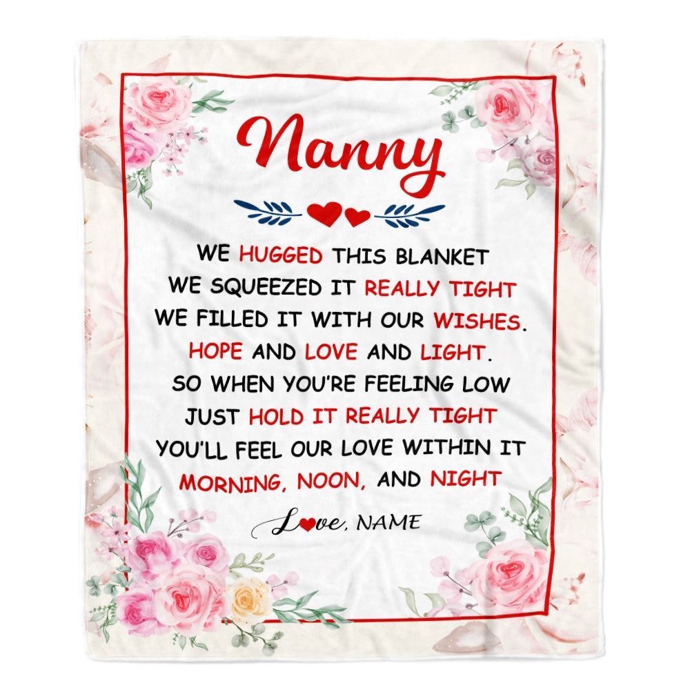 Nanny Blanket From Kids We Hugged This Blanket Floral, Personalized Blanket For Mom, Mother’s Day Gifts Blanket