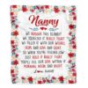 Nanny Blanket From Kids We Love You Floral, Personalized Blanket For Mom, Mother’s Day Gifts Blanket